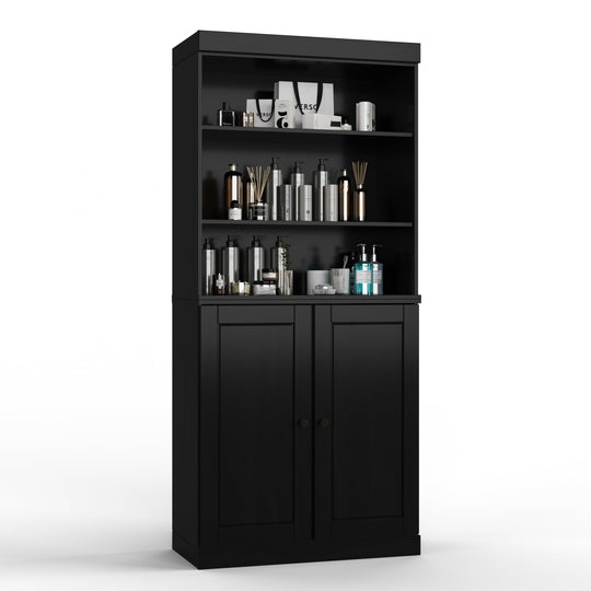 100% Solid Wood Bathroom & Laundry Storage Cabinet, Raised Panel Doors, Adjustable Shelves, 32" Wide, 71.5" Tall