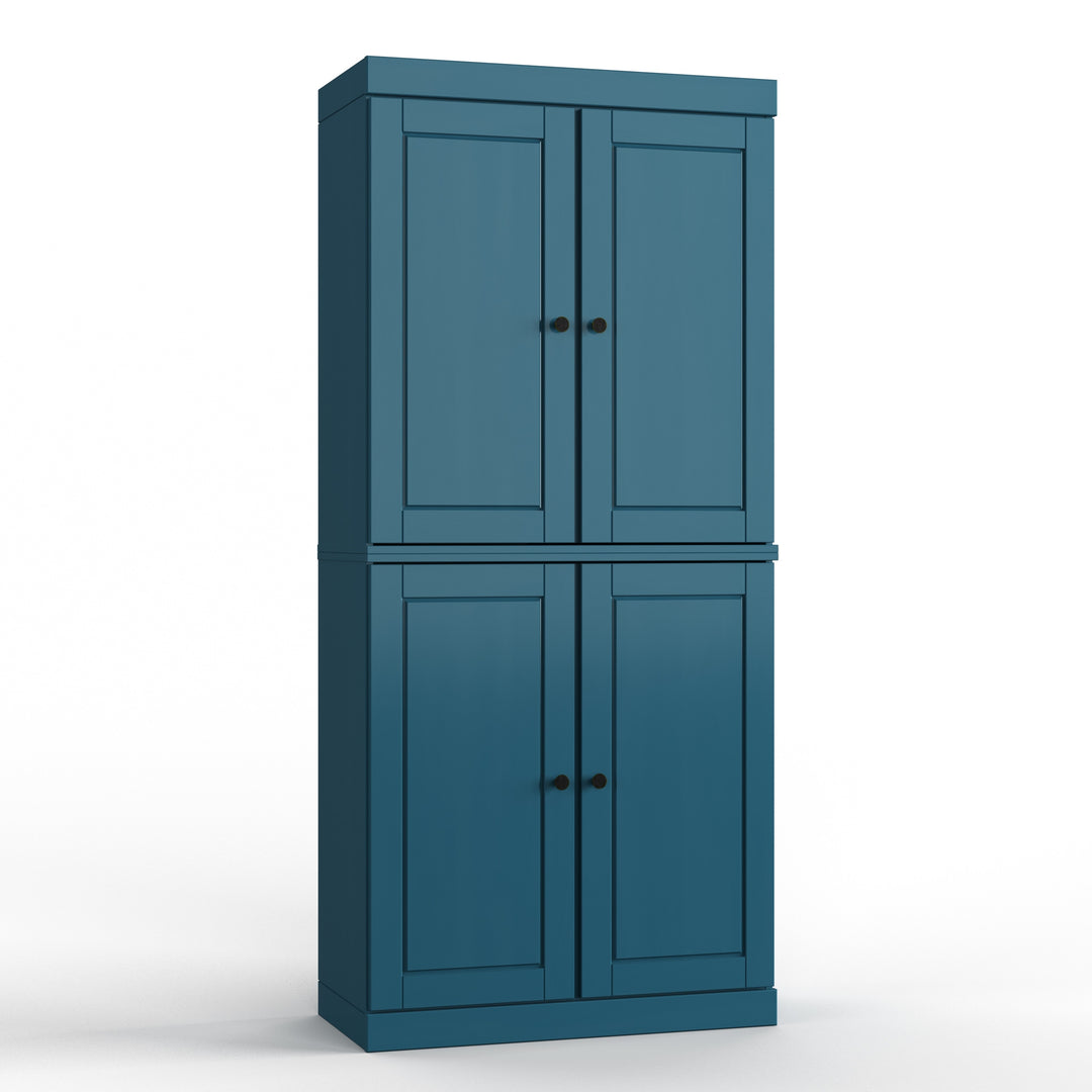 100% Solid Wood Bathroom & Laundry Storage Cabinet, Raised Panel Doors, Adjustable Shelves, 32" Wide, 71.5" Tall