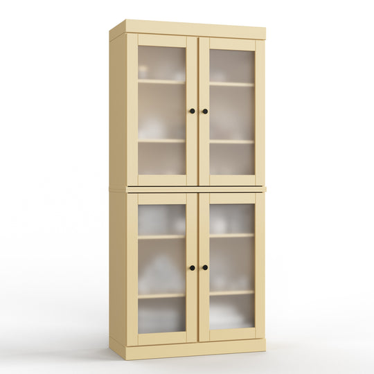 100% Solid Wood Bathroom & Laundry Storage Cabinet, Raised Panel Doors, Adjustable Shelves, 32" Wide, 71.5" Tall