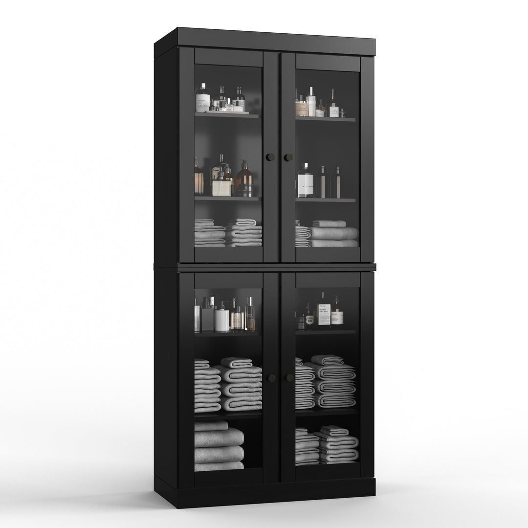 100% Solid Wood Bathroom & Laundry Storage Cabinet, Raised Panel Doors, Adjustable Shelves, 32" Wide, 71.5" Tall