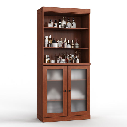 100% Solid Wood Bathroom & Laundry Storage Cabinet, Raised Panel Doors, Adjustable Shelves, 32" Wide, 71.5" Tall