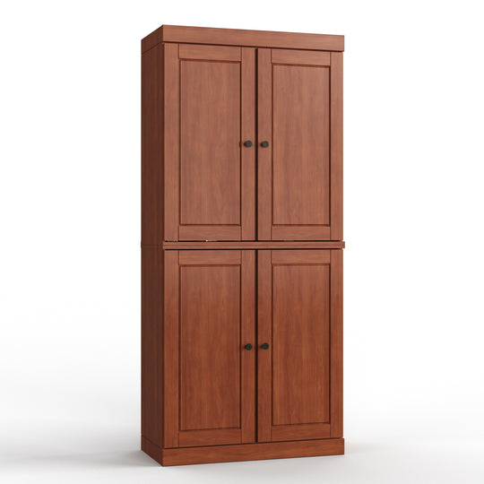 100% Solid Wood Bathroom & Laundry Storage Cabinet, Raised Panel Doors, Adjustable Shelves, 32" Wide, 71.5" Tall