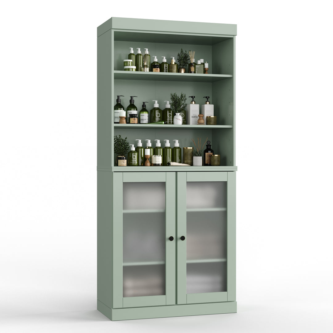 100% Solid Wood Bathroom & Laundry Storage Cabinet, Raised Panel Doors, Adjustable Shelves, 32" Wide, 71.5" Tall