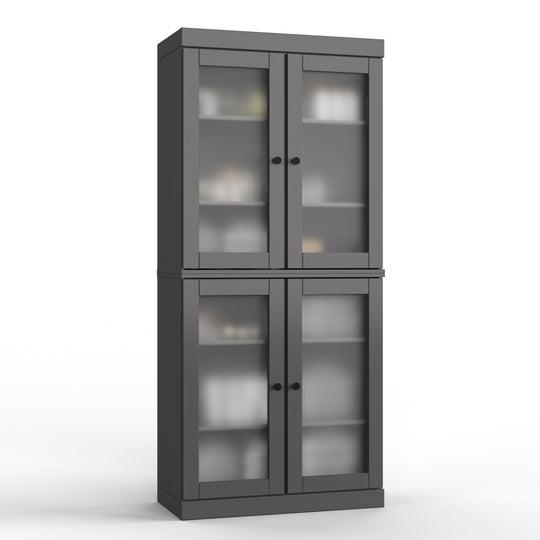 100% Solid Wood Bathroom & Laundry Storage Cabinet, Raised Panel Doors, Adjustable Shelves, 32" Wide, 71.5" Tall