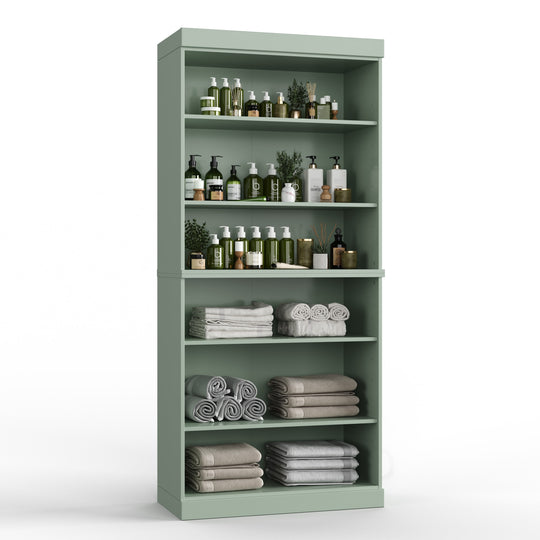 100% Solid Wood Bathroom & Laundry Storage Cabinet, Raised Panel Doors, Adjustable Shelves, 32" Wide, 71.5" Tall