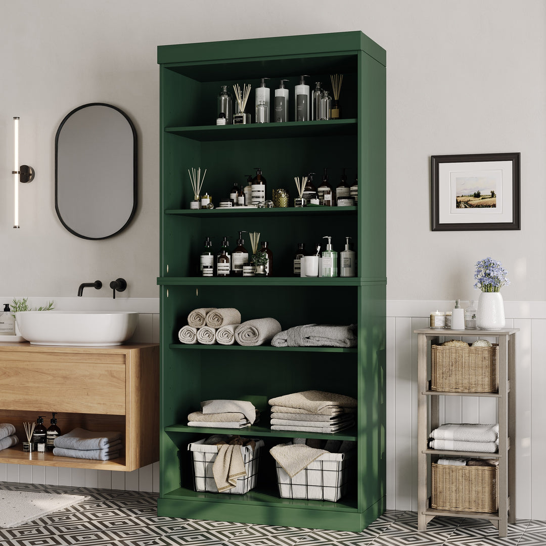 100% Solid Wood Bathroom & Laundry Storage Cabinet, Raised Panel Doors, Adjustable Shelves, 32" Wide, 71.5" Tall