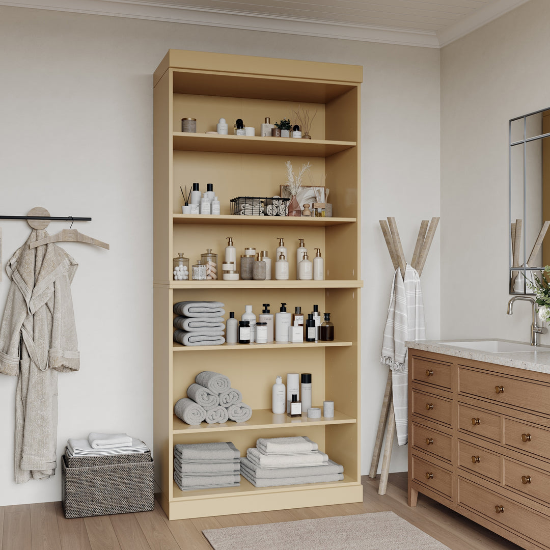 100% Solid Wood Bathroom & Laundry Storage Cabinet, Raised Panel Doors, Adjustable Shelves, 32" Wide, 71.5" Tall