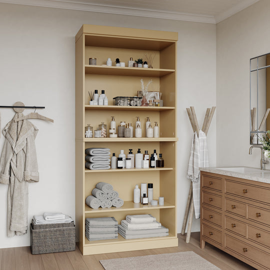 100% Solid Wood Bathroom & Laundry Storage Cabinet, Raised Panel Doors, Adjustable Shelves, 32" Wide, 71.5" Tall