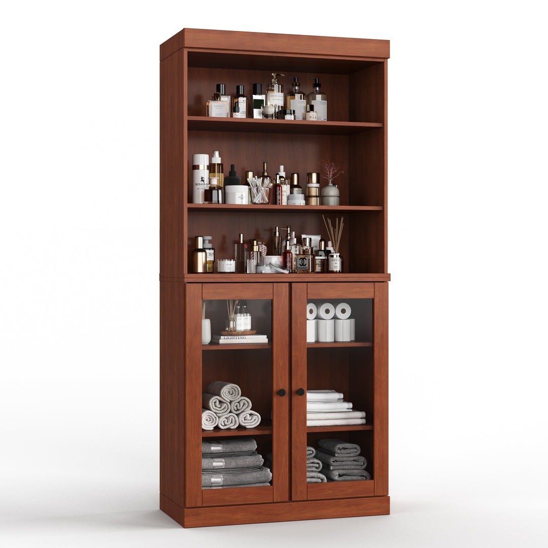 100% Solid Wood Bathroom & Laundry Storage Cabinet, Raised Panel Doors, Adjustable Shelves, 32" Wide, 71.5" Tall