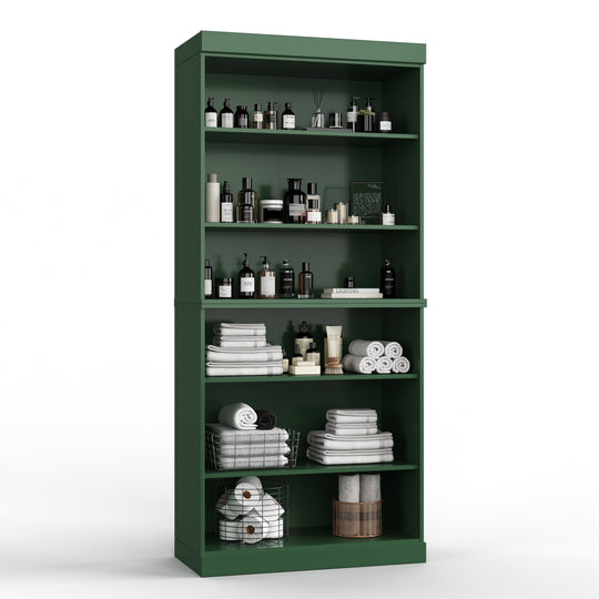 100% Solid Wood Bathroom & Laundry Storage Cabinet, Raised Panel Doors, Adjustable Shelves, 32" Wide, 71.5" Tall