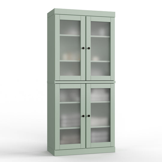 100% Solid Wood Bathroom & Laundry Storage Cabinet, Raised Panel Doors, Adjustable Shelves, 32" Wide, 71.5" Tall
