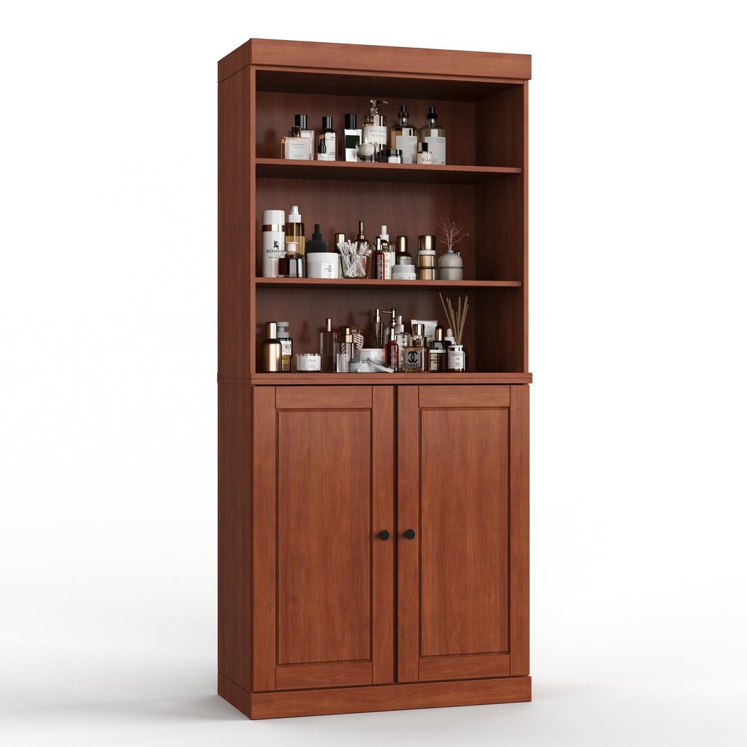 100% Solid Wood Bathroom & Laundry Storage Cabinet, Raised Panel Doors, Adjustable Shelves, 32" Wide, 71.5" Tall
