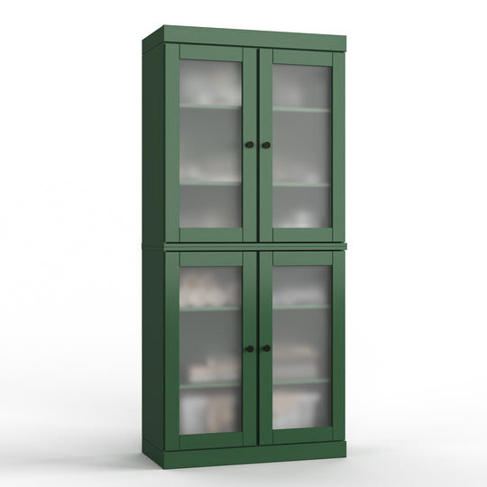 100% Solid Wood Bathroom & Laundry Storage Cabinet, Raised Panel Doors, Adjustable Shelves, 32" Wide, 71.5" Tall