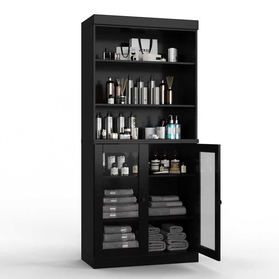 100% Solid Wood Bathroom & Laundry Storage Cabinet, Raised Panel Doors, Adjustable Shelves, 32" Wide, 71.5" Tall