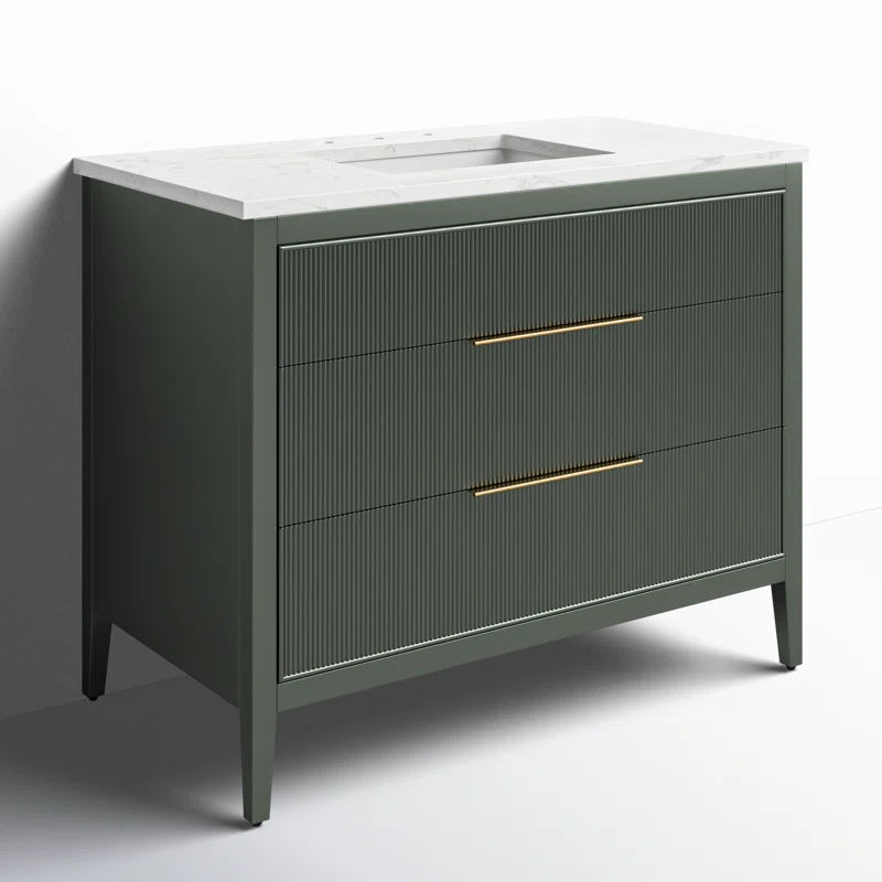 Bilroy Egremt 42'' Single Bathroom Vanity with Engineered Stone Top