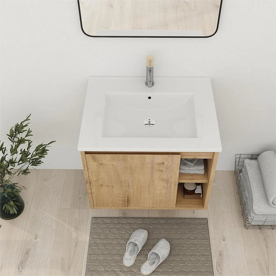 Bathroom Vanity with Sink in 24/30 Inch, Floating Bathroom Vanity with Soft Close Door