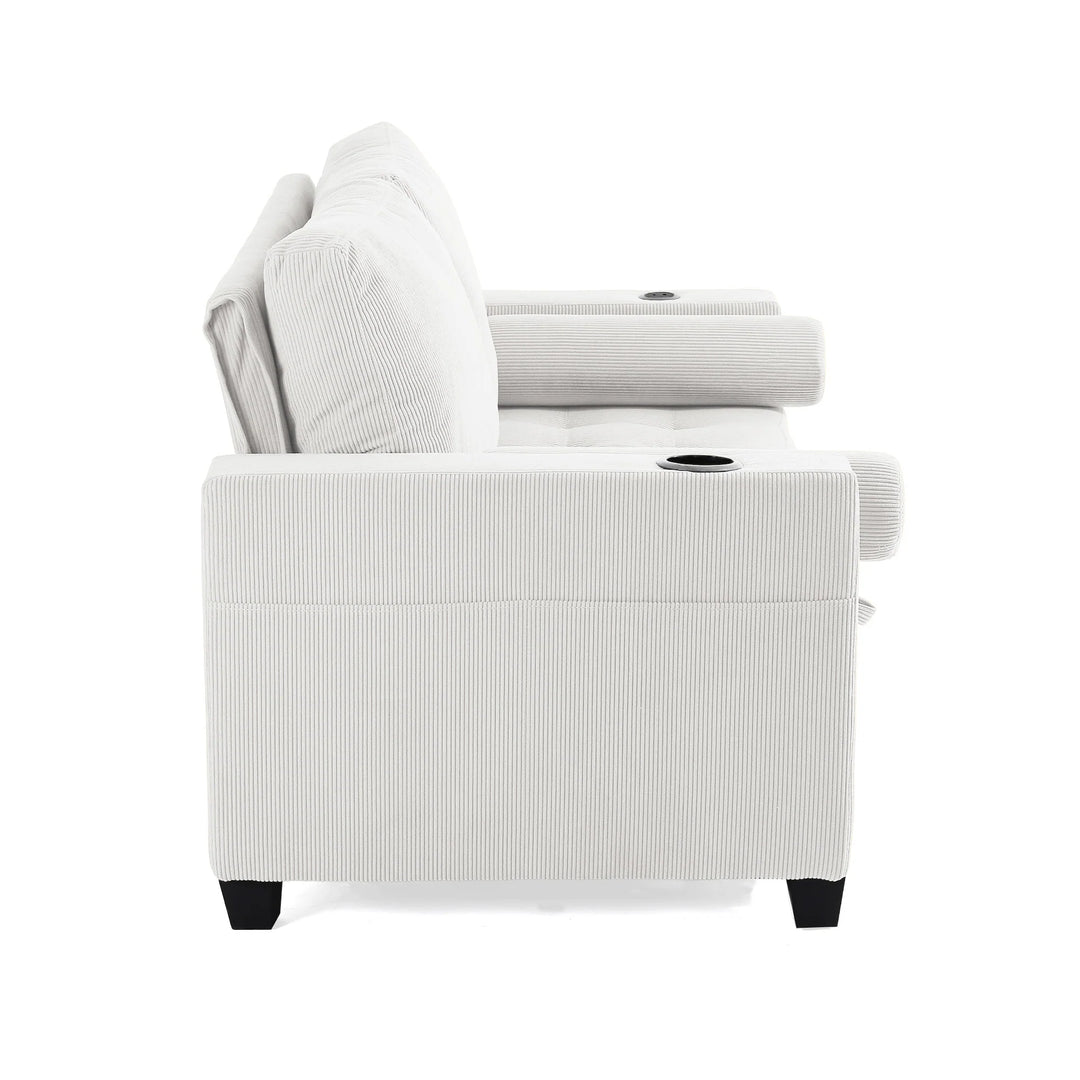 3-In-1 Pull-Out Sleeper Sofa Bed Convertible Adjustable Multi-Functional Loveseat with USB Port