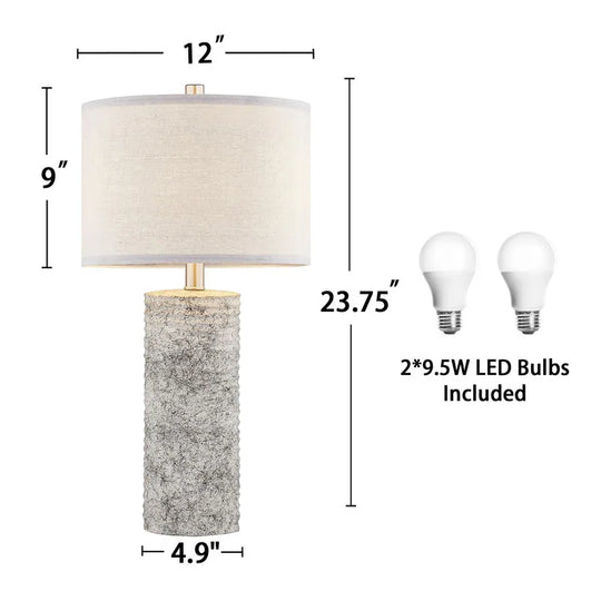 23.75" Glazed Ceramic Table Lamp Set with LED Bulbs (Set of 2) - W12" * H23.75"