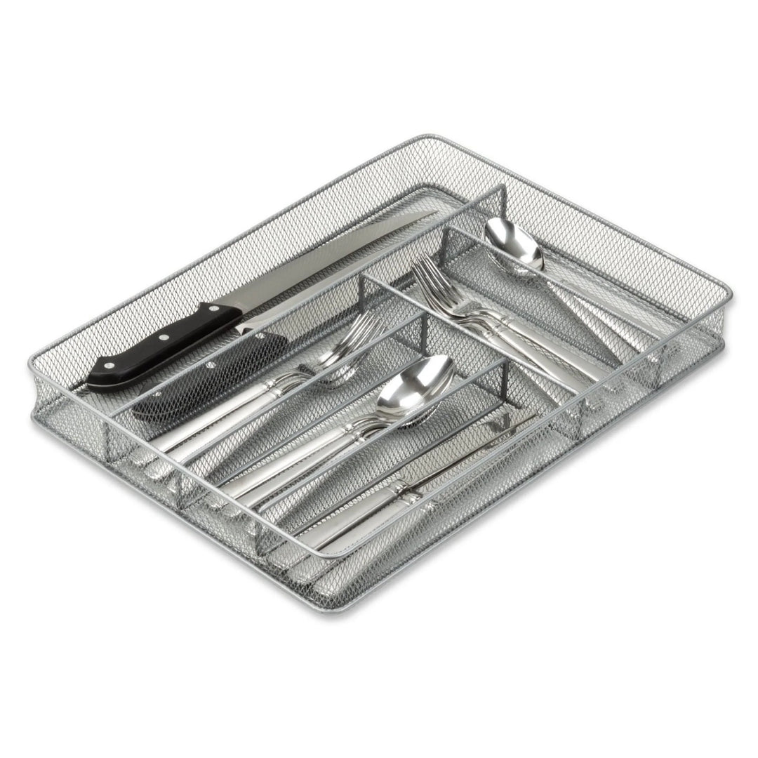 Silver Mesh Cutlery and Flatware Organizer a Stylish and Functional Addition to Your Kitchen