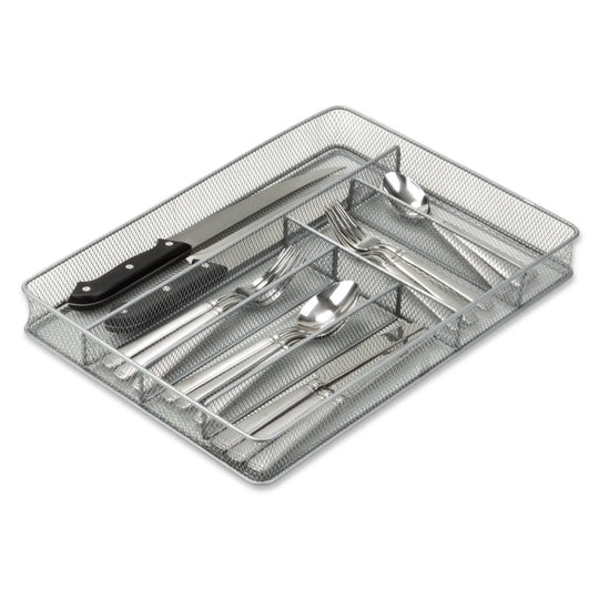 Silver Mesh Cutlery and Flatware Organizer a Stylish and Functional Addition to Your Kitchen