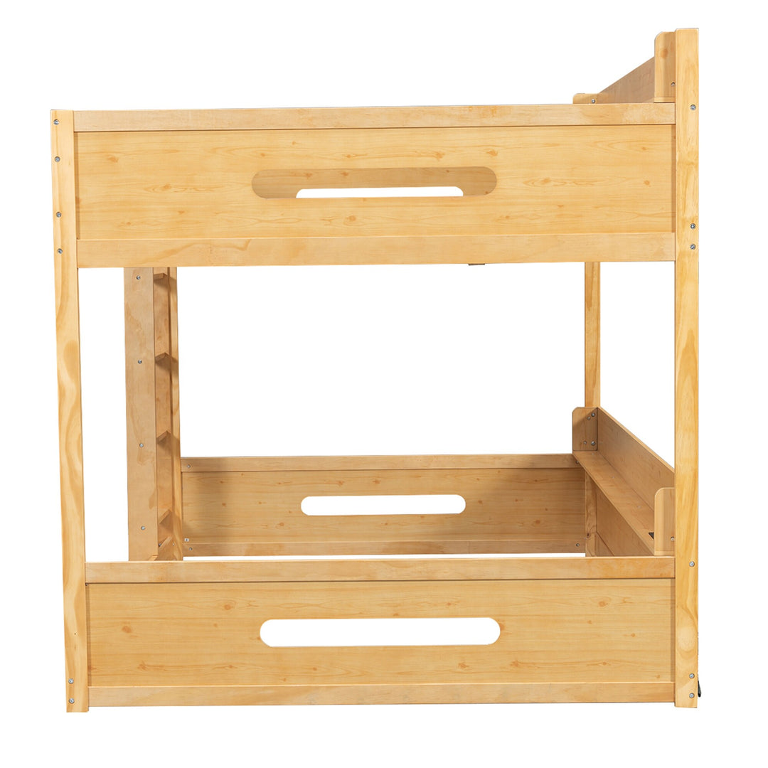 Queen over Queen Bunk Bed with Storage Shelves & USB Ports by