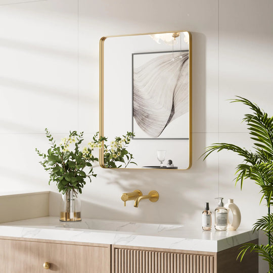 Modern Rounded Rectangle Metal Frame Wall Mirror