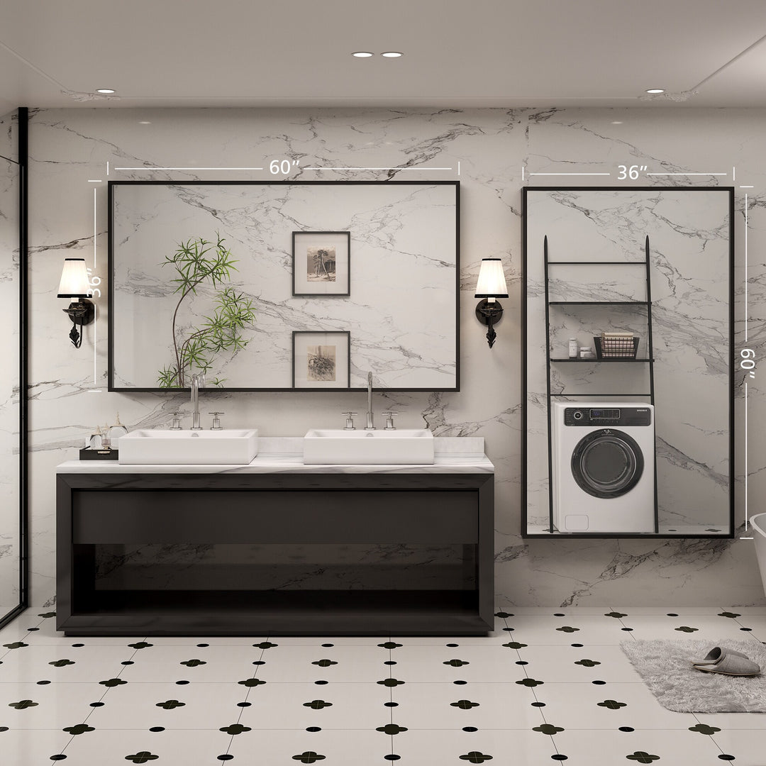 Modern Metal Framed French Cleat Mounted Wall Bathroom Vanity Mirror