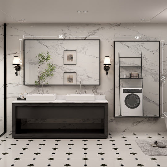 Modern Metal Framed French Cleat Mounted Wall Bathroom Vanity Mirror