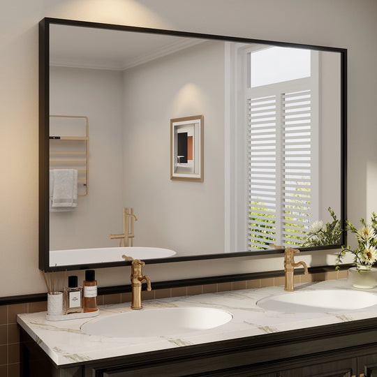 Modern Metal Framed French Cleat Mounted Wall Bathroom Vanity Mirror