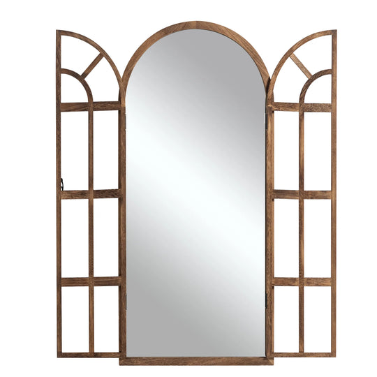 Rustic Wood Arched Window Wall Mirror - Distinctive Full Length Vanity Mirror
