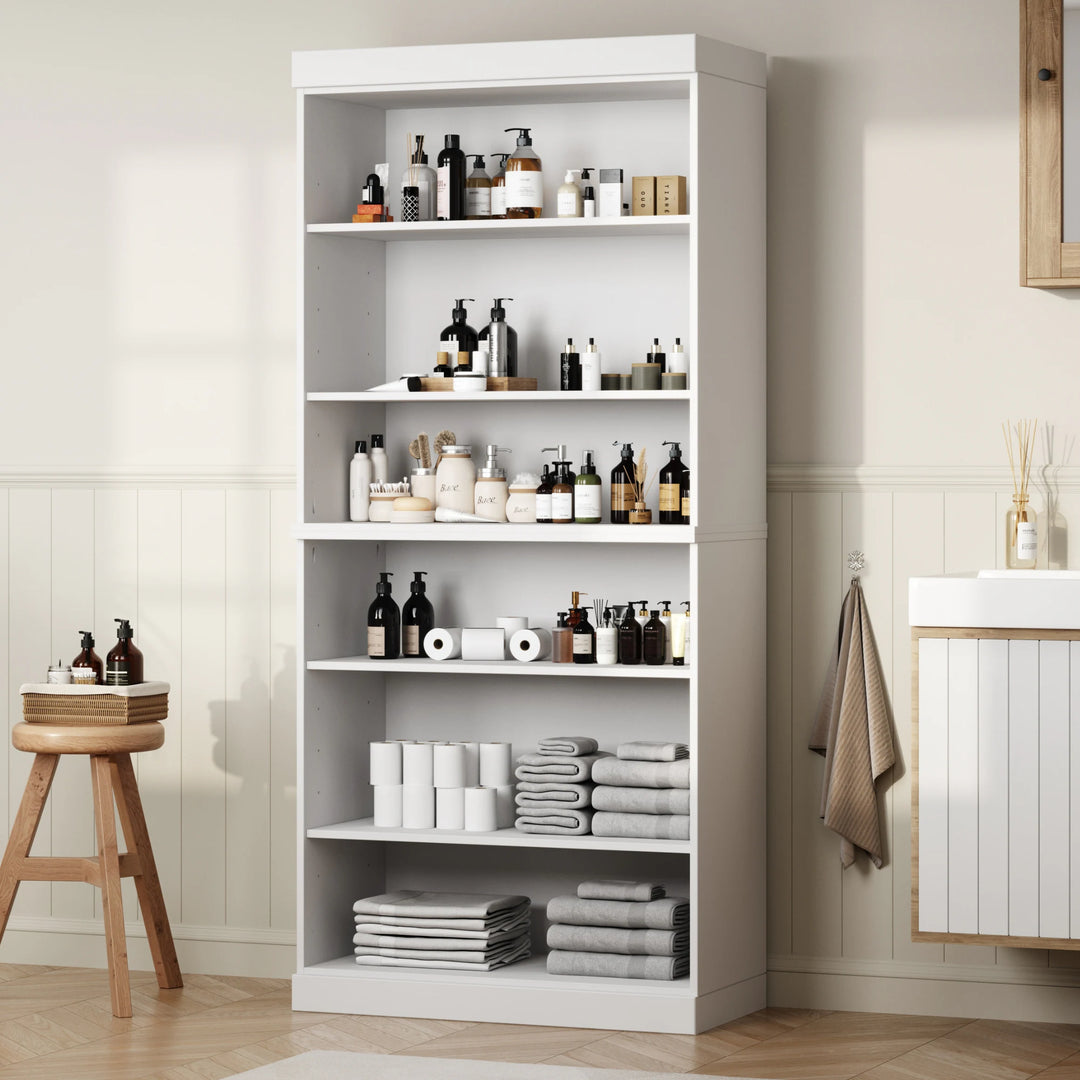 100% Solid Wood Bathroom & Laundry Storage Cabinet, Raised Panel Doors, Adjustable Shelves, 32" Wide, 71.5" Tall