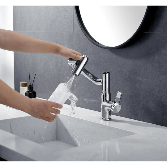 Rotatable Bathroom Faucet with Temperature Display in Fahrenheit (Batteries-Free), BF2204