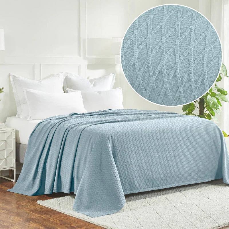 Diamond Weave All-Season Bedding Cotton Blanket