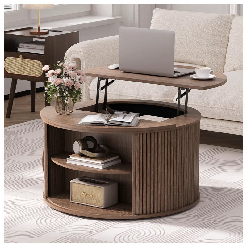 Round Coffee Table with Lifting Top,31.5” Lift Top Coffee Table with Hidden Compartment