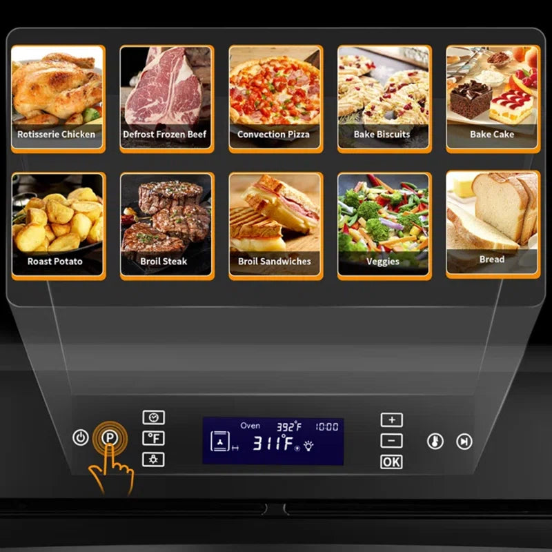 24"2.6 Cu. Ft Three Layer Tempered Glass Multifunctional Single Electric Wall Oven with Convection Touch Control in Stainless Steel