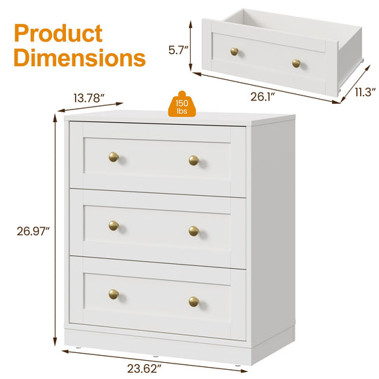 Set of 2 Modern Nightstands with 3 Drawers