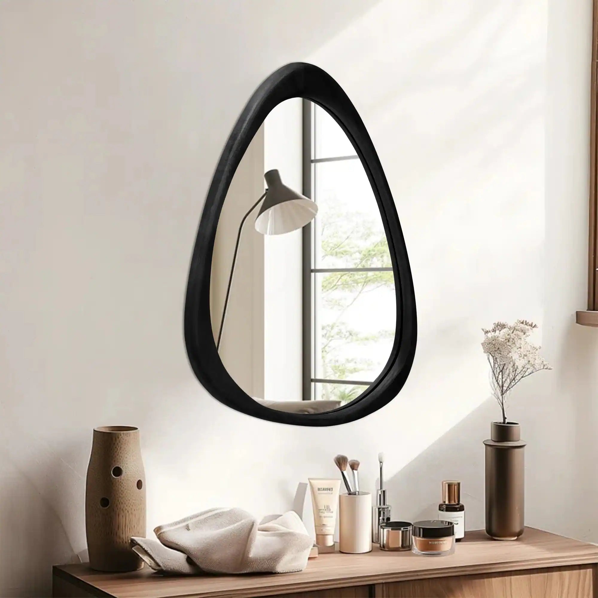 Irregular Mirror Asymmetrical Wood Wall Mirror