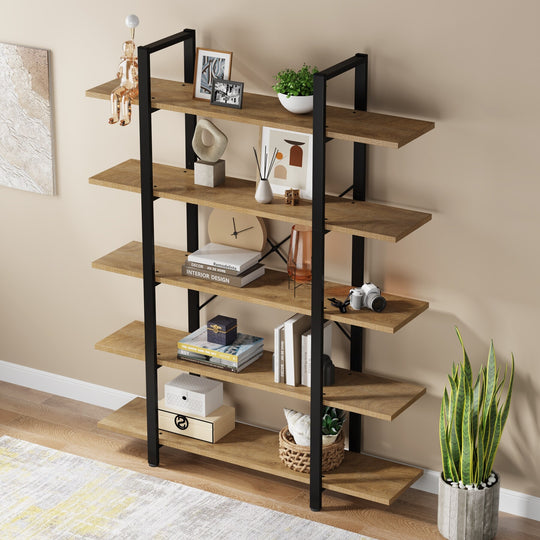 5-Tier Bookshelf, Vintage Industrial Style Bookcase