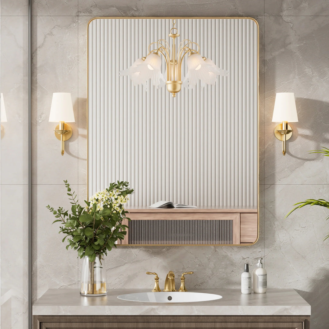 Modern Rounded Rectangle Metal Frame Wall Mirror