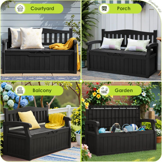 80 Gallon Storage Bench for Patio Furniture, Porch Decor and Outdoor Seating