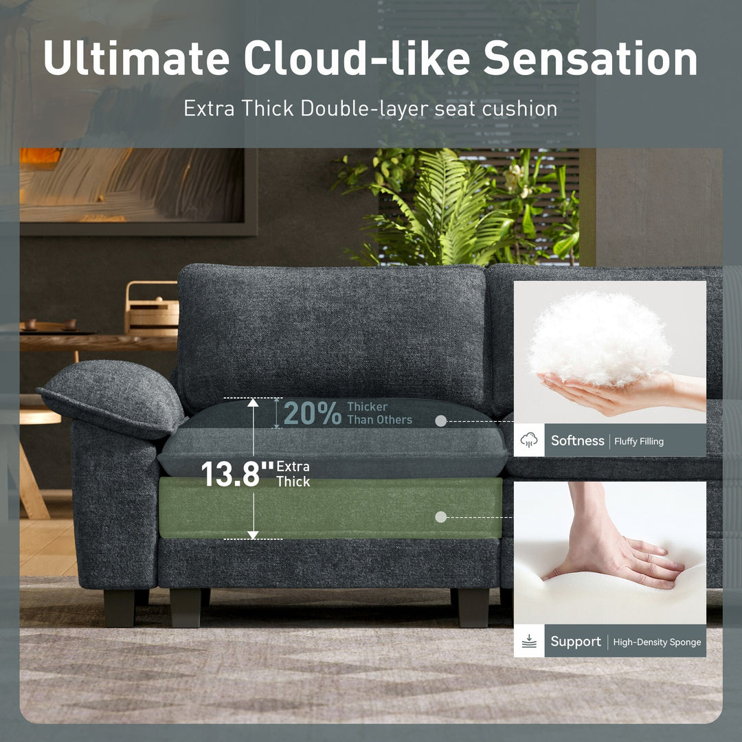 Cloud Modular Deep Seat Sofa, Chenille or Corduroy Sectional Couch with Removable Arms, 1–4 Seater