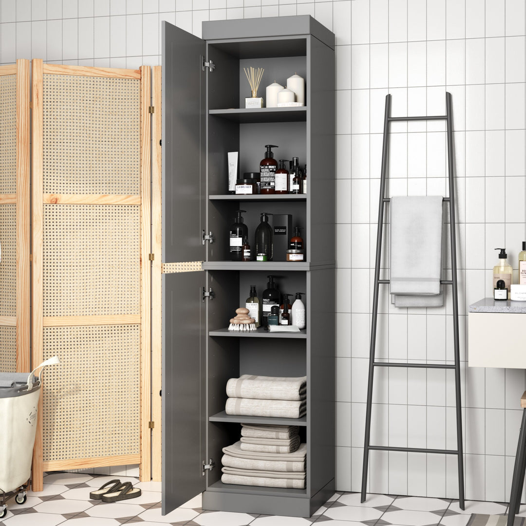 100% Solid Wood Bathroom Storage Cabinet, Adjustable Shelves, 16.5" Wide, 35.75" Tall