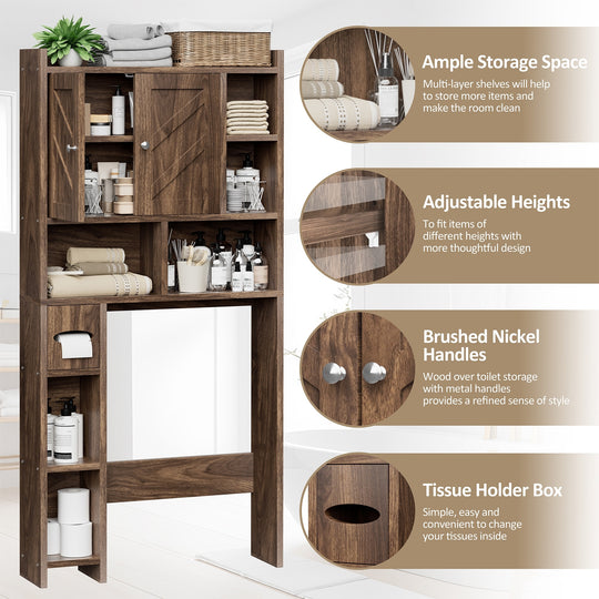 Over-The-Toilet Bathroom Storage Cabinet with Tissue Holder