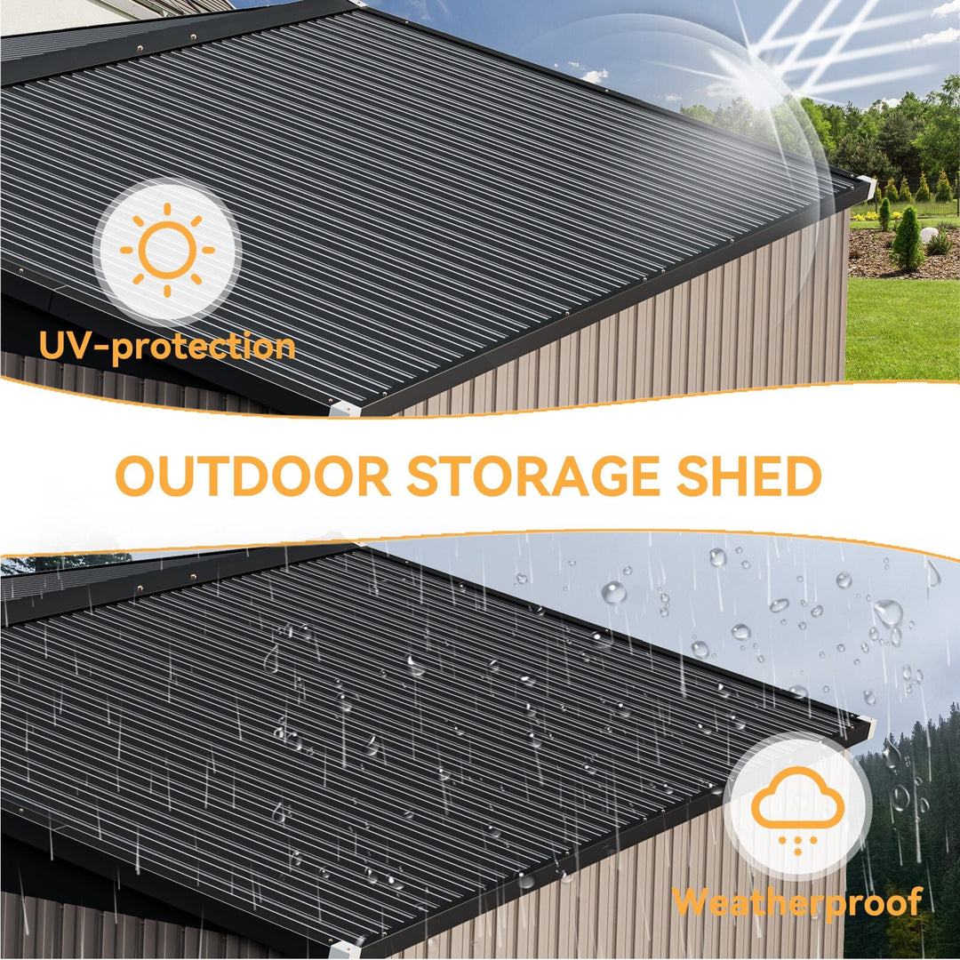Outdoor Metal Storage Shed with Subfloor Channels ,Lockable Door, Vents for Patio