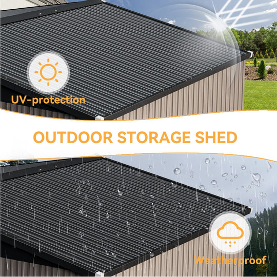 Outdoor Metal Storage Shed with Subfloor Channels ,Lockable Door, Vents for Patio