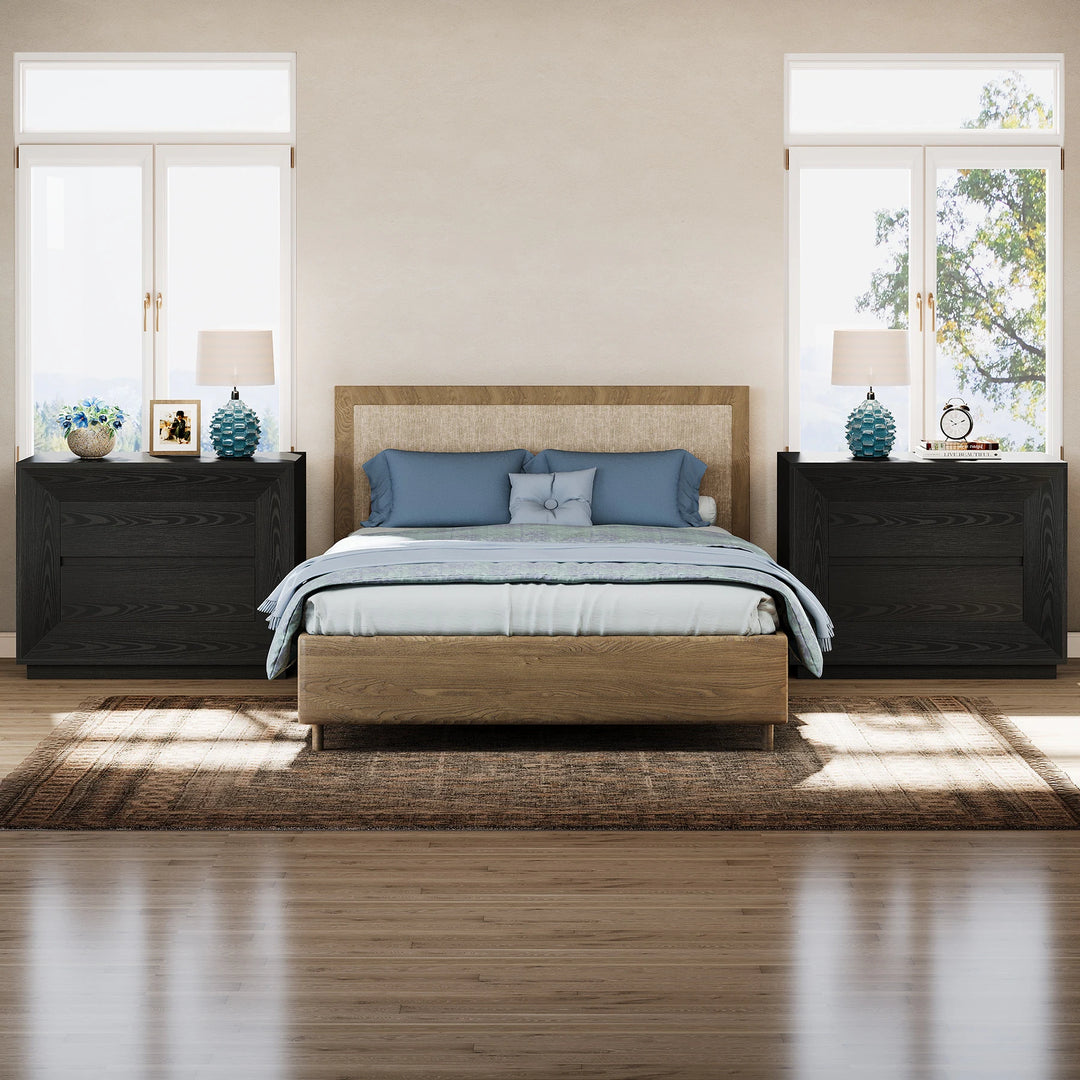 Oversized Wide Nightstand Set of 2, 35.4" Large Night Stand with Drawers