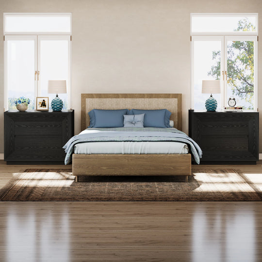 Oversized Wide Nightstand Set of 2, 35.4" Large Night Stand with Drawers