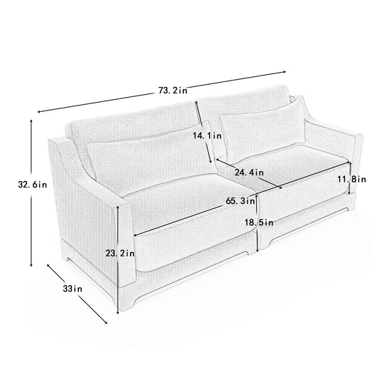 Modern Chenille 4-Seater Sofa with 2 Ottoman, Lumbar Cushions, Ergonomic Backrest, High-Resilience Spongeand Tufted Armrests