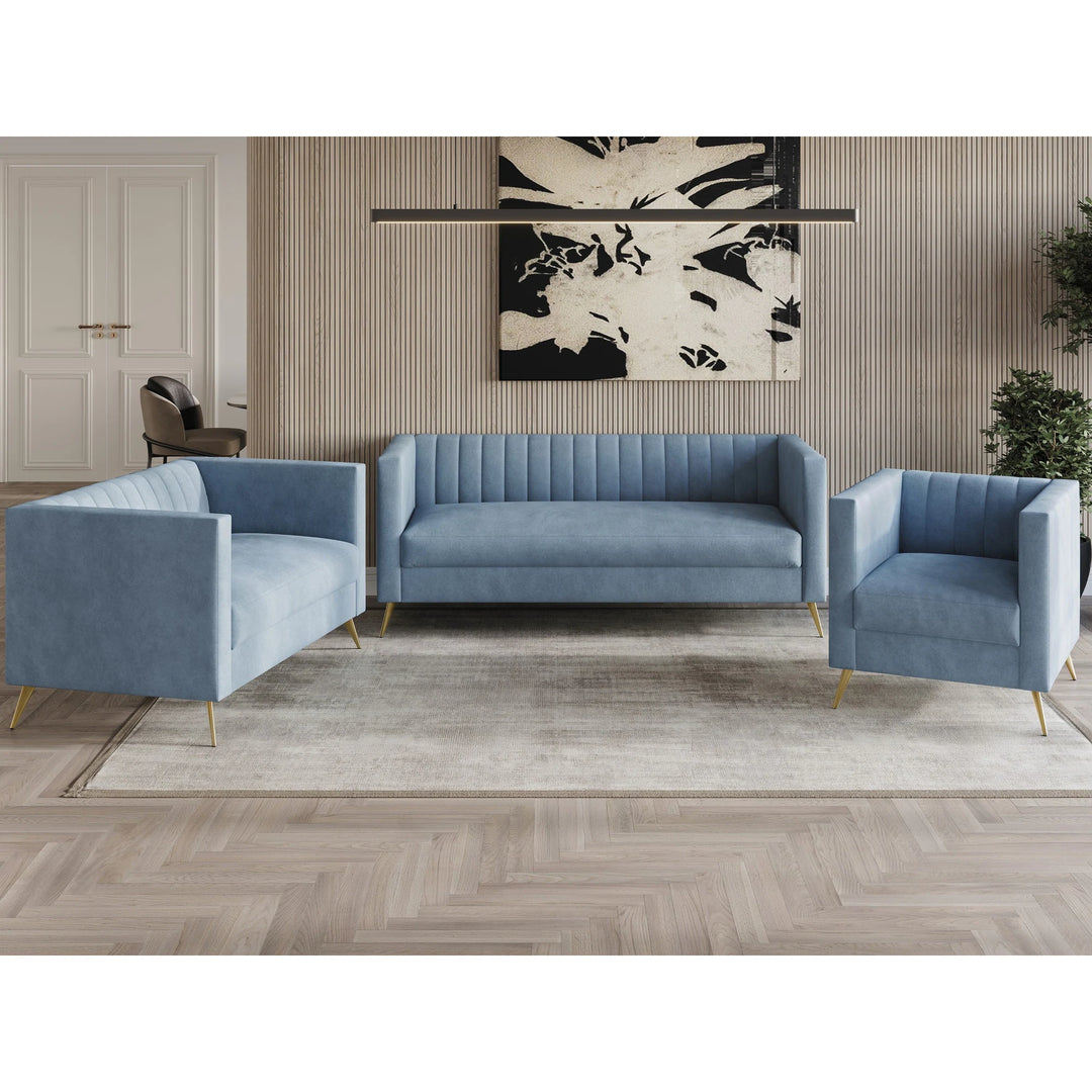 Clayfell Weiss Velvet Square Arm Chair/ Loveseat/ Sofa