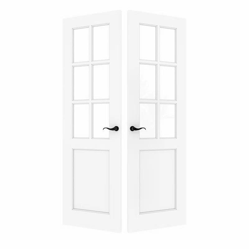 Interior Transparent Glass Doors Solid Wood French Door with Hardware Kit Jamb